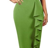 Women's Vintage Short Sleeve Polka Dot Falbala Fold Slim Fit Pencil Dress