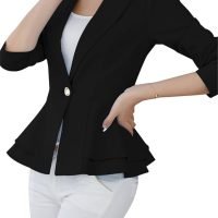 Womens one Button Fashion Blazer Coat Slim Fit Casual Office Jacket Suit