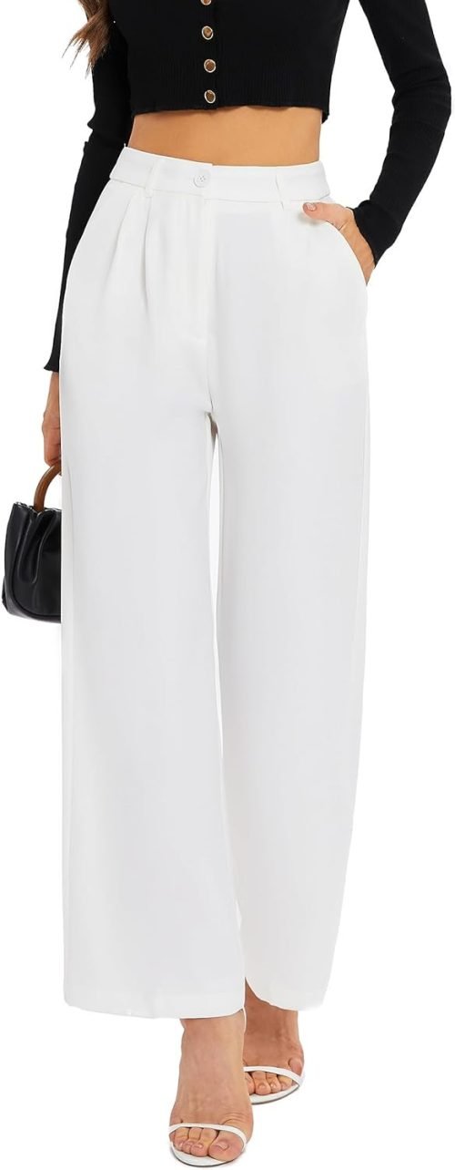 Women's Wide Leg Pants High Elastic Waisted Long Straight Casual Pant Fashion Loose Trousers