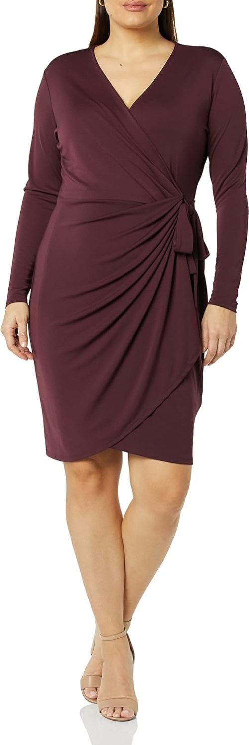 Women's Long Sleeve Classic Wrap Dress (Available in Plus Size)