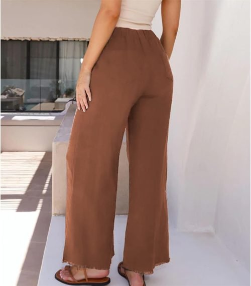 61dEpJ93UmL._AC_SL1500 Womens Wide Leg Linen Pants Summer Beach Palazzo Lounge Trousers Casual Fashion Plus Size Vacation Clothes for Women