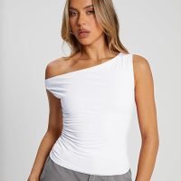 Womens Off The Shoulder Tops Sleeveless Shirts Going Out Crop Tank Tops Slim Fitted Y2K Summer Outfits 2024