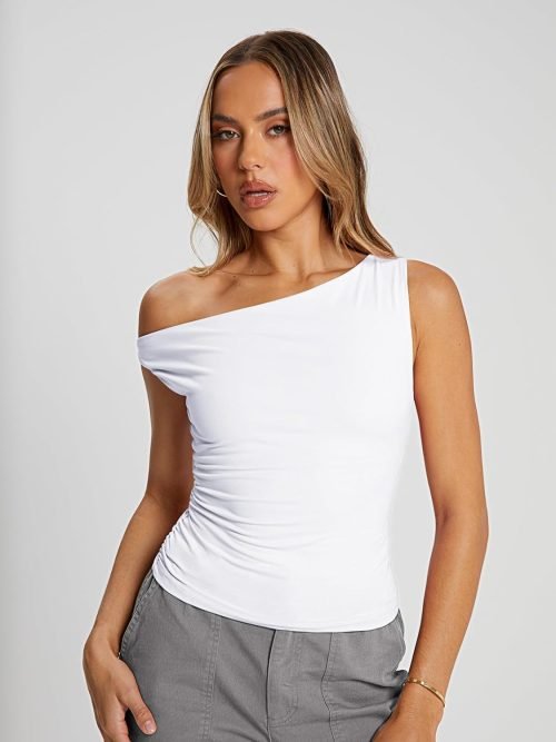 Womens Off The Shoulder Tops Sleeveless Shirts Going Out Crop Tank Tops Slim Fitted Y2K Summer Outfits 2024