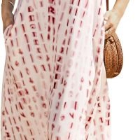 Women Summer Casual Bohemian Maxi Dress V-Neck Sleeveless Flowy Boho Floral Beach Long Dress with Pockets