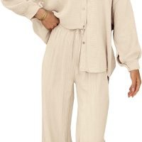 Womens 2 Piece 2024 Spring Clothes Fashion Outfits Two Piece Matching Wide Leg Palazzo Pants Sets Tracksuit Clothes