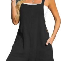 Women's Romper Square Neck Pinafore Jumpsuits Sleeveless Overall Wide Leg Outfit Casual Dressy