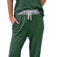 Lounge Sets For Women Two Piece Outfits Loungewear Short Sleeve Crewneck Jogger Pajama Set and Sweatpants Tracksuit