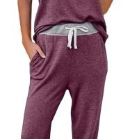 Lounge Sets For Women Two Piece Outfits Loungewear Short Sleeve Crewneck Jogger Pajama Set and Sweatpants Tracksuit
