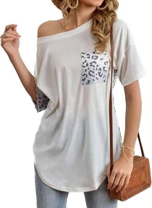 Women's Short Sleeve T Shirt Cotton Blouse Fashion Crew Neck Boat Neck Loose Fall Casual Soft Tshirt