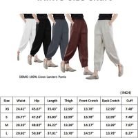 61oVY2BT8QL._AC_SL1300 Women's 100% Linen Pants Relax Fit Lantern Cropped TaperedPants Trousers with Elastic Waist