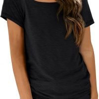 Womens Tops Casual Spring Summer Tshirts 2024 Short Sleeve Square Neck Basic Tee Outfits