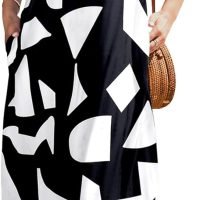 Women Summer Casual Bohemian Maxi Dress V-Neck Sleeveless Flowy Boho Floral Beach Long Dress with Pockets