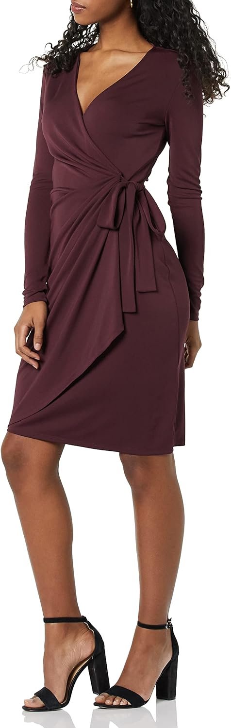 Women's Long Sleeve Classic Wrap Dress (Available in Plus Size)