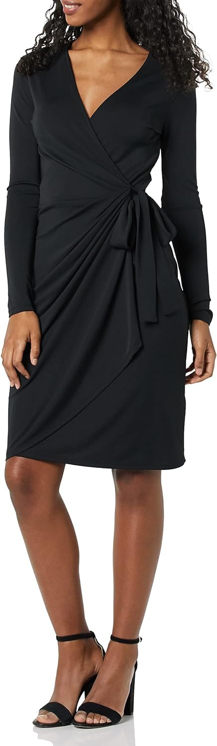 Women's Long Sleeve Classic Wrap Dress (Available in Plus Size)