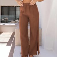 61xlT_8xPnL._AC_SL1500 Womens Wide Leg Linen Pants Summer Beach Palazzo Lounge Trousers Casual Fashion Plus Size Vacation Clothes for Women