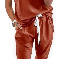 Womens V Neck Short Sleeve Top And Long Pants