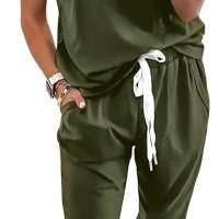 Womens V Neck Short Sleeve Top And Long Pants