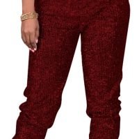 Women Casual Sequin Sparkle Glitter High Waist Pencil Pants Trousers Clubwear