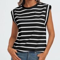 Women's Sleeveless Summer Tops Casual Trendy T Shirts Basic Trendy Cute Cap Sleeve Tee Shirts 2024