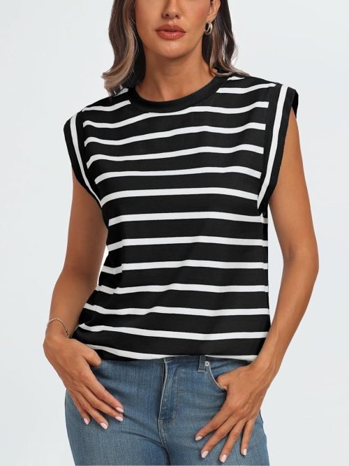 Women's Sleeveless Summer Tops Casual Trendy T Shirts Basic Trendy Cute Cap Sleeve Tee Shirts 2024