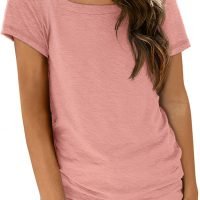 Womens Tops Casual Spring Summer Tshirts 2024 Short Sleeve Square Neck Basic Tee Outfits