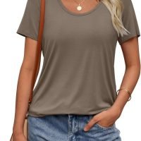 Womens Tops T Shirts Short Sleeve Tees Fashion Trendy Lightweight Basic Soft Casual Summer Outfits Comfy Clothes 2024