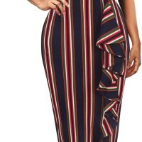 Women's Vintage Short Sleeve Polka Dot Falbala Fold Slim Fit Pencil Dress