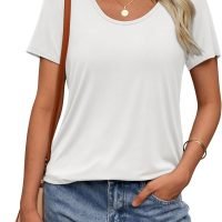 Womens Tops T Shirts Short Sleeve Tees Fashion Trendy Lightweight Basic Soft Casual Summer Outfits Comfy Clothes 2024