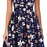 Women's Vintage Pleated Flared Swing A-Line Casual Party Work Dresses