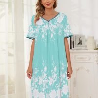 House Dresses  for Women with Pockets  Dresses Short Sleeve for Women Nightgown Lounge Dress
