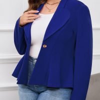 Women's Plus Size Blazer, Long Sleeve Flattering Business Casual Suit Jacket for Women Fashion Dressy