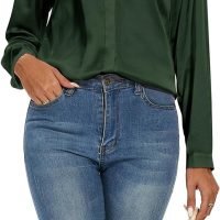 Women's Silk Blouse Long Sleeve Lady Shirt Casual Office Work Blouse Shirt Tops