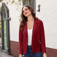 Womens Casual Work Office Blazer Open Front Long Sleeve Cardigan Jacket
