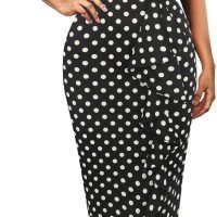 Women's Vintage Short Sleeve Polka Dot Falbala Fold Slim Fit Pencil Dress