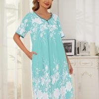 House Dresses  for Women with Pockets  Dresses Short Sleeve for Women Nightgown Lounge Dress