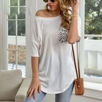 Women's Short Sleeve T Shirt Cotton Blouse Fashion Crew Neck Boat Neck Loose Fall Casual Soft Tshirt