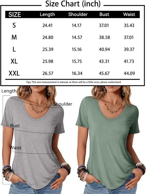 Womens Tops T Shirts Short Sleeve Tees Fashion Trendy Lightweight Basic Soft Casual Summer Outfits Comfy Clothes 2024