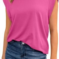 Women's Sleeveless Summer Tops Casual Trendy T Shirts Basic Trendy Cute Cap Sleeve Tee Shirts 2024