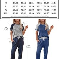 Lounge Sets For Women Two Piece Outfits Loungewear Short Sleeve Crewneck Jogger Pajama Set and Sweatpants Tracksuit