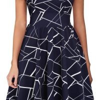 Women's Vintage Pleated Flared Swing A-Line Casual Party Work Dresses