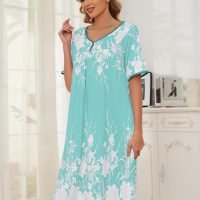 House Dresses  for Women with Pockets  Dresses Short Sleeve for Women Nightgown Lounge Dress