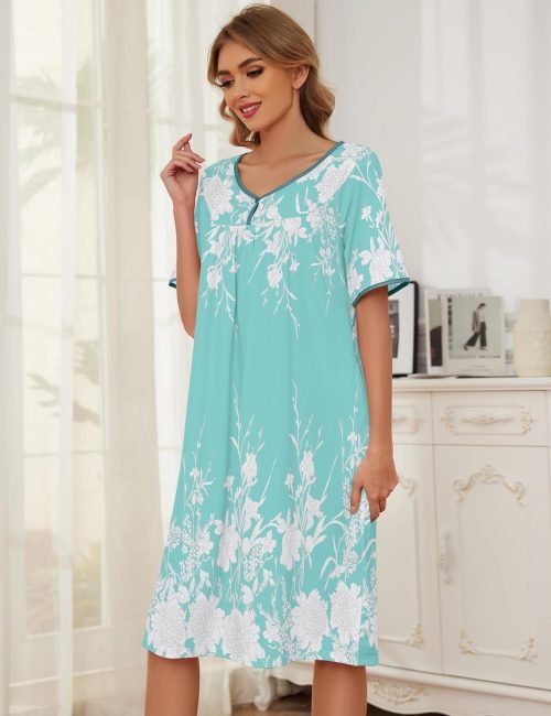 House Dresses  for Women with Pockets  Dresses Short Sleeve for Women Nightgown Lounge Dress