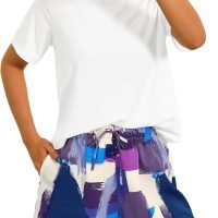 Womens 2 Piece Summer Short Sleeve Tops Printed Shorts Tracksuit