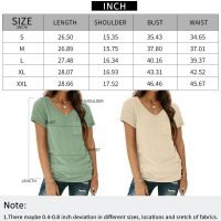 Womens T Shirts Short Sleeve V Neck Tops with Pockets Summer Fashion Trendy Soft Casual Comfy Outfits Clothes 2024