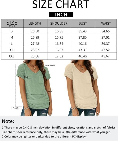 Womens T Shirts Short Sleeve V Neck Tops with Pockets Summer Fashion Trendy Soft Casual Comfy Outfits Clothes 2024
