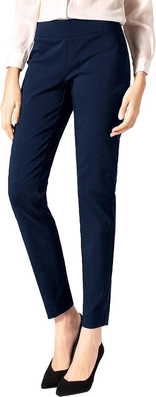 Women's Straight Pants Stretch Slim Skinny Solid Trousers Casual Business Office