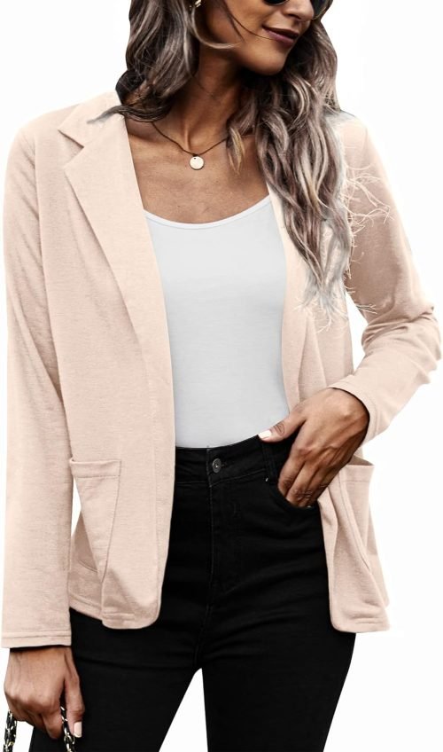 Womens Casual Work Office Blazer Open Front Long Sleeve Cardigan Jacket