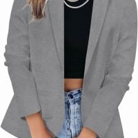 Womens Casual Work Office Blazer Open Front Long Sleeve Cardigan Jacket