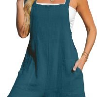 Women's Romper Square Neck Pinafore Jumpsuits Sleeveless Overall Wide Leg Outfit Casual Dressy