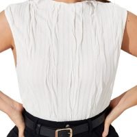 Women's Sleeveless Mock Neck Textured Tank Top